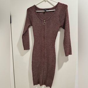 Burgundy Zip Up Dress